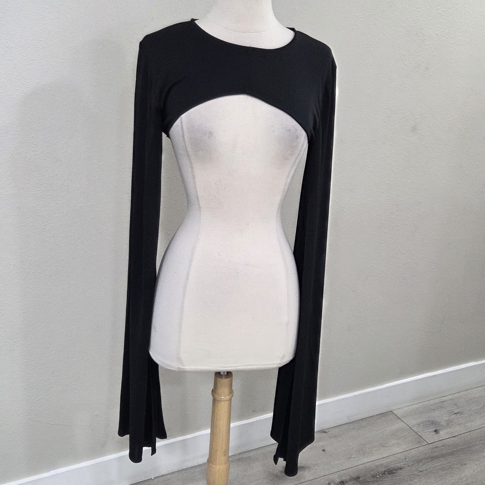 Zara Black Long-Sleeve Crop Bolero with Extended Sleeves